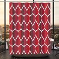 thumbnail image 1 of Rideau de Douche Géométrique Rouge, Conception Imperméable et Polyester, Séchage Rapide, Ourlet Lesté, Ensemble de Rideaux de Douche en Tissu Rouge pour Salle de Bain L 72 x H 72, Durable et Lavable avec 12 Crochets, 1 of 5