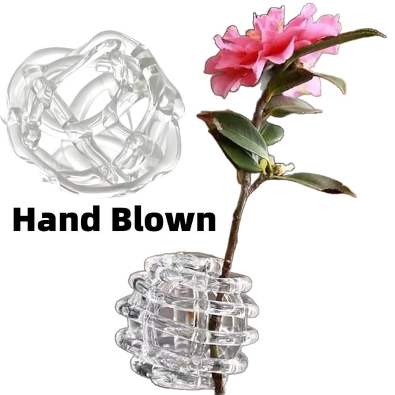 Clear Glass Flower Frog for Vases, 2.4 Inch Hand Blown Irregular Twisted Floral Stem Holder, Modern Aesthetic Flower Arrangement Holder Art for Home Office Table Decor - Small