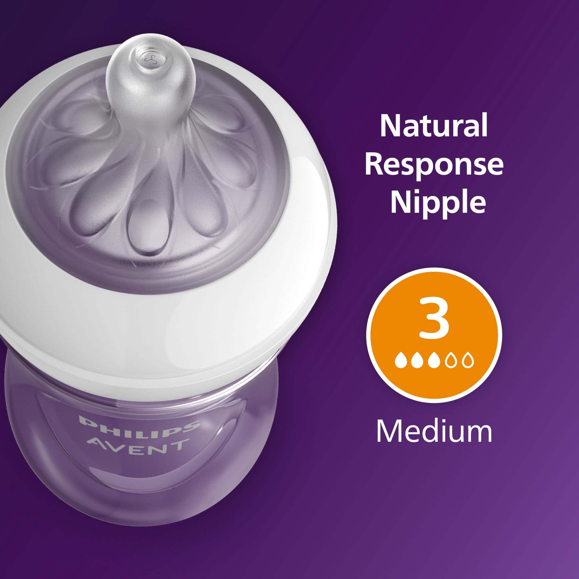 Philips Avent Natural Baby Bottles with Natural Response Nipples (Medium Flow, Flow 3), 9oz, Blue, 3-Pack, SCY903/23