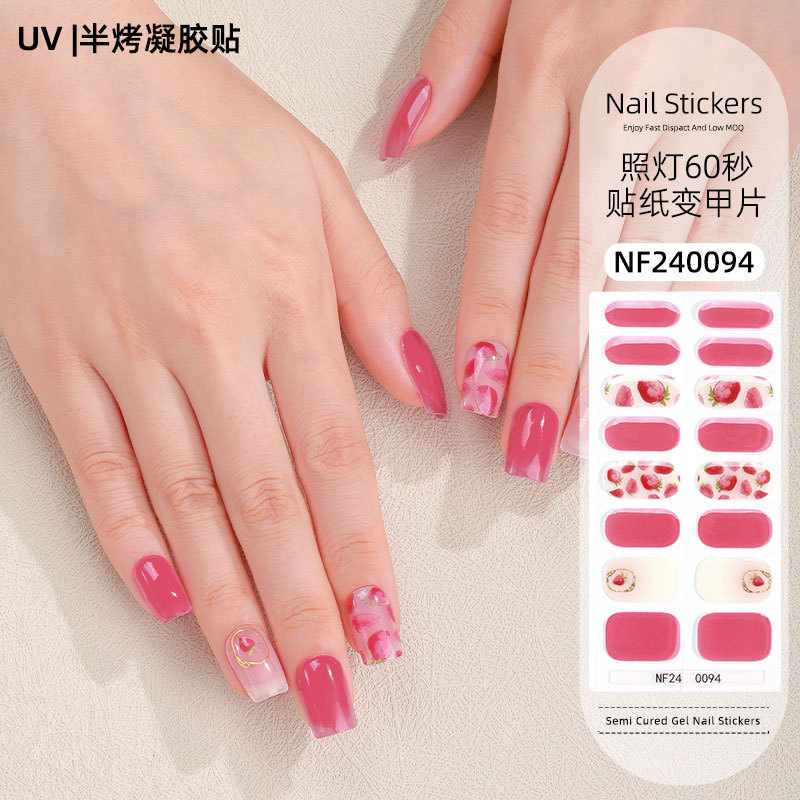 Gel nail stickers UV second generation semi-baked semi-cured nail stickers-NF240094