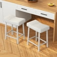 thumbnail image 6 of Saddle Bar Stools Set of 2/4, 24 Inch Barstools for Kitchen Counter with Curved Cloud Soft PU Leather Cushion and Metal Base, for Kitchen Island, Home Bar, Dining Room, Living Room, 6 of 7