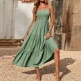 thumbnail image 4 of Jalioing Sundress for Women Spaghetti Strap Smocked Dresses Boho Sleeveless Pleated Casual Maxi Dress (5X-Large, Mint Green), 4 of 8