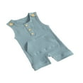 thumbnail image 2 of Summer Baby Boy Girl Knitted Rompers Ribbed Sleeveless Button Jumpsuits Outfits Ginger 12-18 Months, 2 of 6