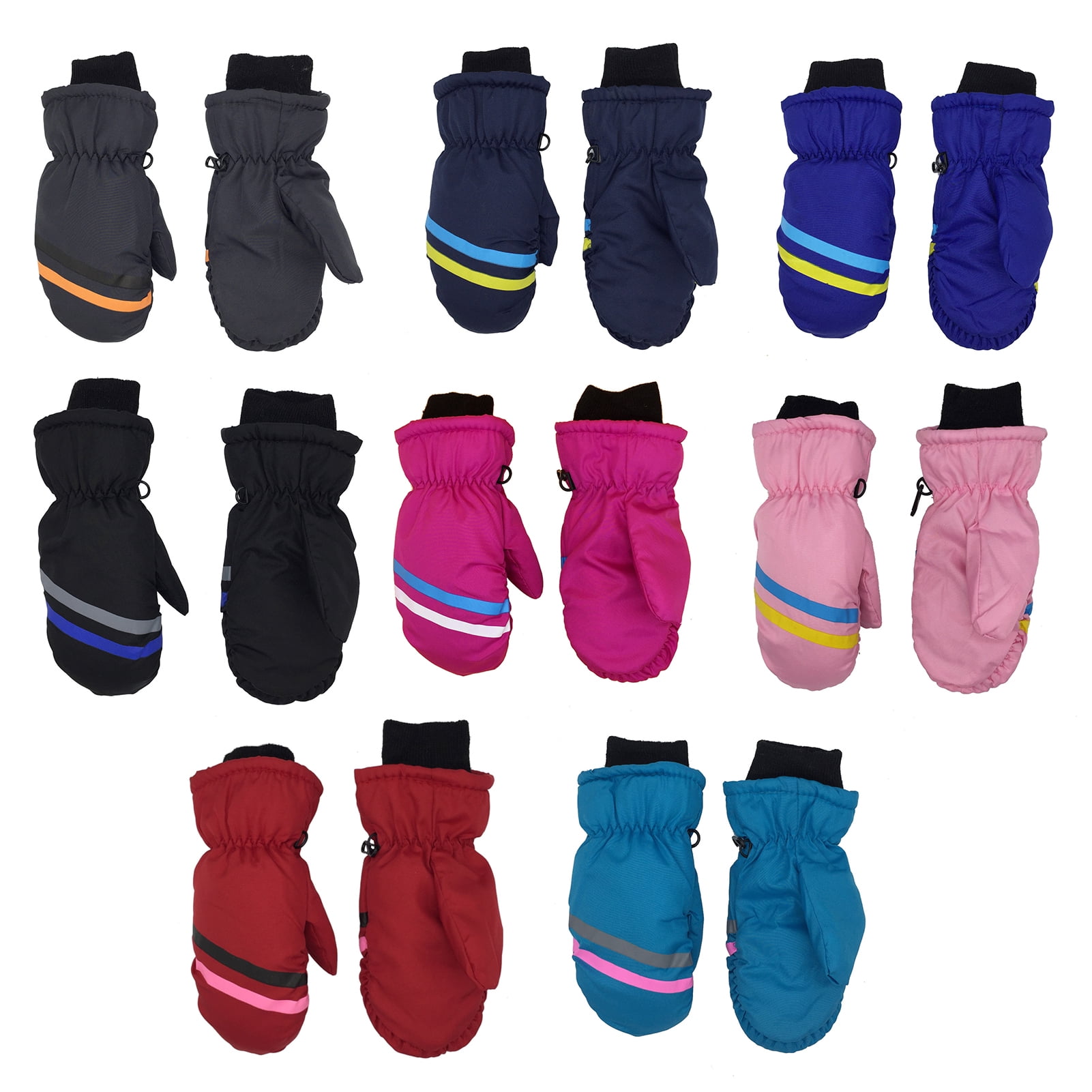 Dengjunhu 3 Pairs Kids Snow Mittens Waterproof Winter Ski Mittens Thicken Warm Gloves for 36