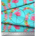 thumbnail image 2 of Soimoi Rayon Crepe Fabric Floral Wreath & Flamingo Bird Print Fabric by Yard 46 Inch Wide, 2 of 3