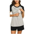 thumbnail image 6 of Zwiiyzr 2024 Women's Maternity Nursing Pajama Sets Short Sleeve Pregnancy Pj Set Breastfeeding Sleepwear Set for Hospital Black-S, 6 of 8