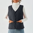 thumbnail image 5 of Women's Double-sided Cotton Padded Sleeveless Vest Jacket, Stand Collar, Black, Size XXL, 5 of 5