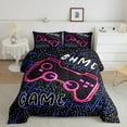 thumbnail image 2 of Erosebridal Neon Hot Pink Gamepad Bedding Comforter Set, Geometric Circuit Board Down Comforter, Reversible 2 Pieces, 2 of 8