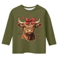 thumbnail image 3 of WOYY Toddler Girl's Valentine's Day T-Shirt Cartoon Highland Cow Print 3/4 Sleeve T Shirt, 3 of 3