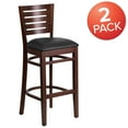 thumbnail image 2 of Flash Furniture 2 Pk. Darby Series Slat Back Walnut Wood Restaurant Barstool - Black Vinyl Seat, 2 of 7