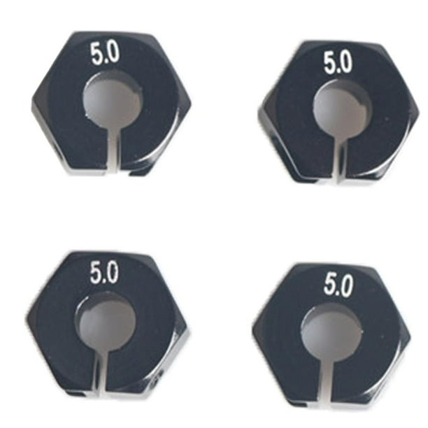 Adaptador de transmisión de bujes hexagonales de aluminio de 4 piezas de 12 mm y 5 mm de espesor para, Axial, HSP, Negro perfke Rueda hexagonal RC Hub y adaptadores