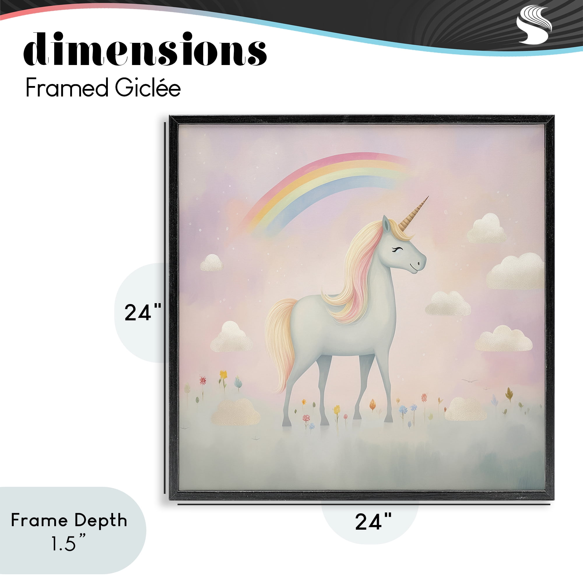 Stupell Industries Mystical Unicorn Dreams in Pastel Black Framed Giclee Art, design by Lazar Studio