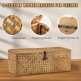 thumbnail image 4 of PandaTop 3 Grid Storage Basket with Lid, Hand-Woven Water Hyacinth Storage Basket Home Organizer Bins,Rectangular Woven Storage Basket for Makeup, Clothes, Toilet Paper Snack Toys(Khaki), 4 of 9