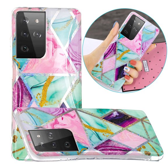 Samsung S22 Ultra Case, Mantto Slim Fit Hybrid Shockproof Soft TPU Silicone Rubber Bumper Patterned Painted Print Wireless Charging Protective Back Phone Cover Samsung Galaxy S22 Ultra, Triangle