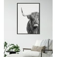 thumbnail image 6 of Kate and Laurel Sylvie B&W Highland Cow No. 1 Framed Canvas Wall Art by Amy Peterson Art Studio, 28x38 Gray, Black and White Animal Portrait Art, 6 of 6