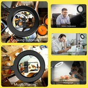usmallbee Camera Mount with Ring Light Overhead، Flex Articulating Phone Holder متوافق مع iPhone و Logitech Webcam و Computer Tripod لتسجيل فيديو البث المباشر على YouTube