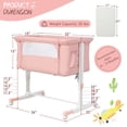 thumbnail image 3 of Babyjoy 3-in-1 Baby Bassinet Beside Sleeper Crib with 5-Level Adjustable Heights Pink, 3 of 6