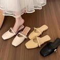 thumbnail image 5 of Women Square Toe Mules Flat Slip On Backless Mary Jane Slides Metal Buckle Casual Summer Shoes, 5 of 5
