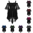thumbnail image 5 of Gaexia Girls Gothic Vampire Halloween Dress, Black High-Low Chiffon Dress-Up Outfit for Kids, Lightweight Chiffon, for Halloween Trick-or-Treat, 5 of 7