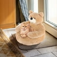 thumbnail image 3 of Cute Bear Hug Pet Bed, 46x40cm Detachable Washable Dog Beds, Soft Comfortable Plush Cat Sleeping Mat, Pet Bed Warm Cozy Calming Pet House, Warm Pet Bed Mat, Non-Slip Dog Cat Beds, 3 of 6