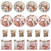 80 Pcs Christmas Tableware Birthday Party Cups Paper Plates Disposable Decorations
