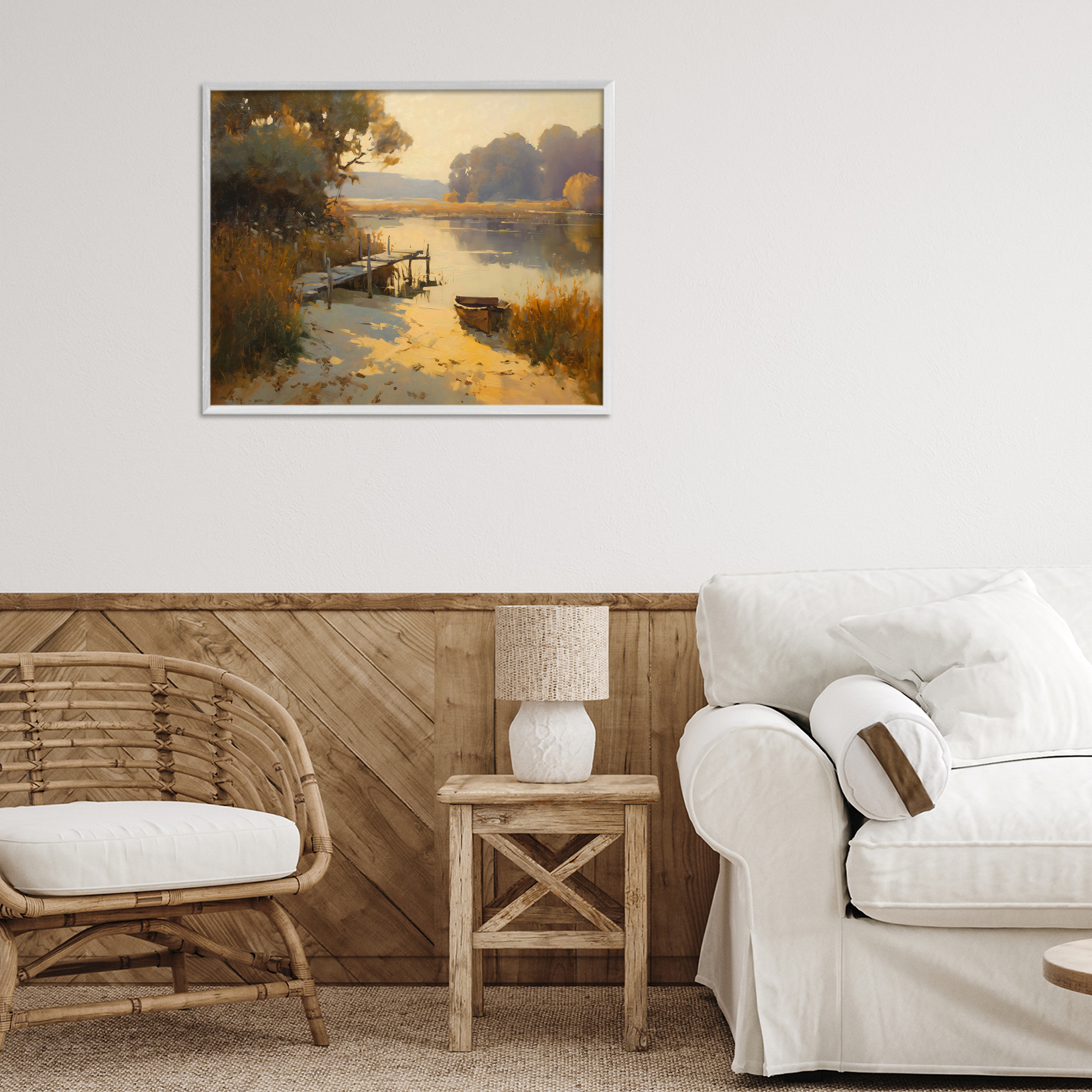 Golden Hour in Autumn White Framed Giclee Art, design by Arlington Prints