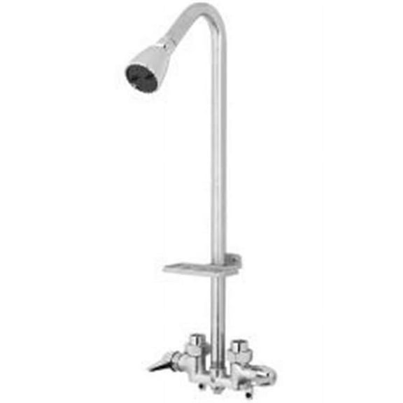 1-Spray Outdoor Utility Shower Faucet in Chrome, Grey