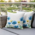 thumbnail image 4 of Spring Floral Pillow Covers 2 Pack Blue Yellow Watercolor Poppy Pillowcase Waterproof Outdoor Throw Pillow Cover for Patio Garden Square Cushion 16”x16”, 4 of 9