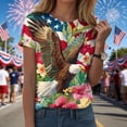 thumbnail image 2 of mgoYE 250th Anniversary Shirt Women Patriotic T-Shirts 3D Graphic Printed Novelty Fashion Tee Short Sleeve Shirt Women Tops Blue L, 2 of 8