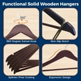 thumbnail image 4 of Cherry Wooden Hangers 5 Pack – Heavy-Duty with 360° Swivel Hook, Non-Slip, Pants Bar & Shoulder Grooves - Wooden Hangers for Suits, Jackets, Dresses & Camisoles, Space-Saving and Smooth Finish, 4 of 7