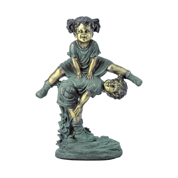 Girl Jumping Over Boy Statue