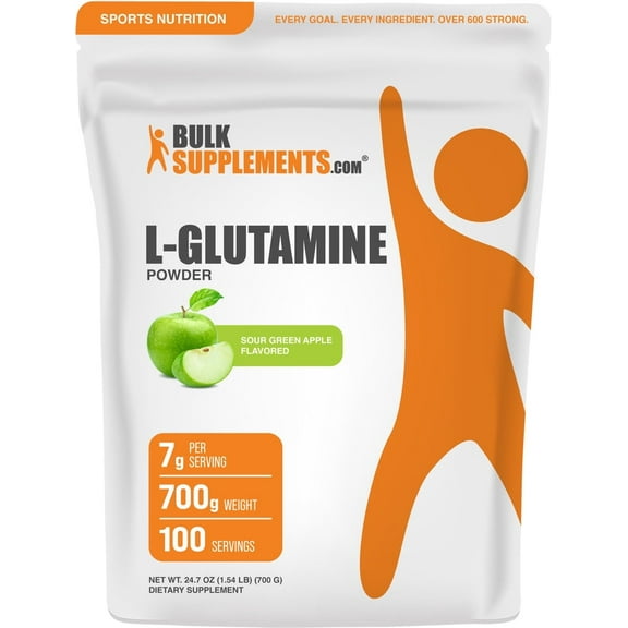 BulkSupplements L-Glutamine Powder - Glutamine Supplement, L Glutamine Powder - Sour Green Apple, 7g per Serving, 700g (1.5 lbs) (Pack of 1)