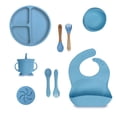 thumbnail image 1 of KIDDOS, Set De Alimentación Para Bebé Plato Bebé Vajilla De Silicona Color Azul, 1 of 7