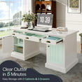 thumbnail image 5 of VANACC 68" Executive Desk for Home Office & Study, Fluted Panel Computer Table with 3 Drawers and 2 Cabinets, Farmhouse Writing Desk, Pure White, 5 of 9