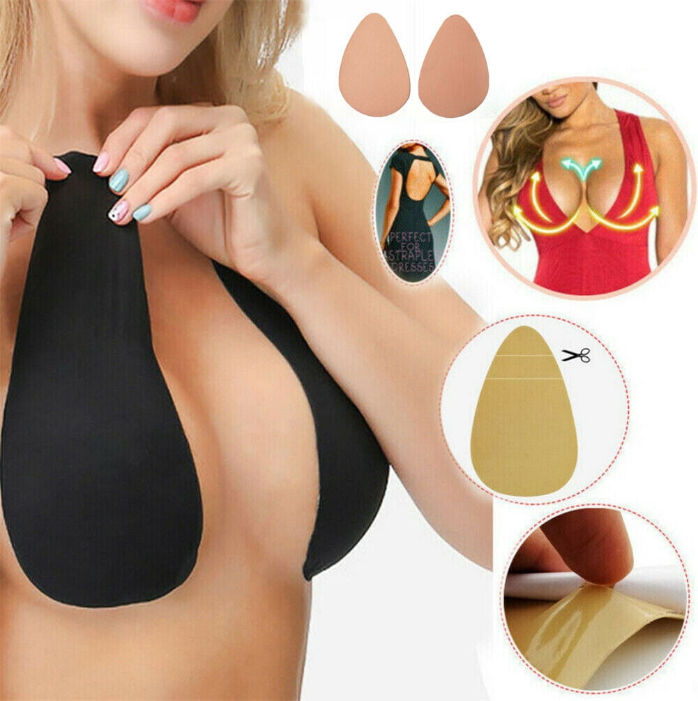 Women Breast STRAPLESS INVISIBLE LIFT TAPE PUSH UP 2 Wings Bra Boob Nipple Cover 