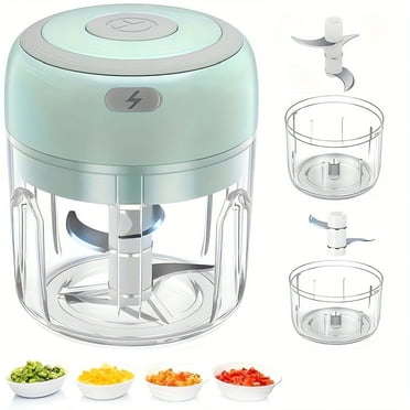 Electric Garlic Masher, Portable Mini Food Chopper, 250ml 100ml, 2 Cups, Green