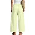 thumbnail image 6 of HAPIMO Girls Kids Drawstring Waist Wide Leg Pants Elastic Waist Lightweight Trousers with Pockets for Summer Yellow 6 Years, 6 of 8