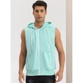 thumbnail image 2 of Unique Bargains Men's Sleeveless Hoodie Zipper Drawstring Hooded Sweatshirt Vest L Mint, 2 of 6