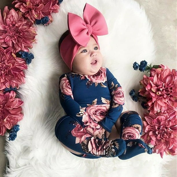 2PCS Baby Newborn Girl Flower Romper Bodysuit Jumpsuit Leg Warmers Outfits  Set Clothes 