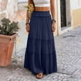 thumbnail image 3 of Paiwinds Women's Summer Fashion Solid Color A-Line Maxi Skirt with Elastic Waist and Pockets, Soft Comfortable Stretchy Polyester Spandex for Everyday Casual, 3 of 9