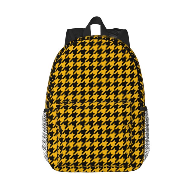 Disketp Retro Yellow and Black Houndstooth Mochila Escolar de 15 Pulgadas, Mochila Ligera para Estudiantes, Viajes y Trabajo, Cómoda y Resistente para el Uso Diario