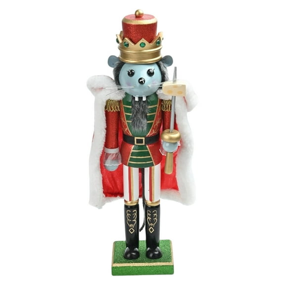 Decorative Wood Nutcrackers Mouse King 38cm Figurine Christmas Tabletop Ornament