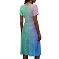 thumbnail image 6 of Minjewel Women's V-Neck Short Sleeve Bohemian Shift Dress - Summer Casual Beach Outfit, Loose Flowy Party Dress, Solid Color Comfy Vacation Mini Dress,Light Blue,S, 6 of 6