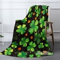 thumbnail image 2 of Spxubz St Patrick's Day Flannel Throw Blanket With Green Clover And Orange Flowers Pattern For Gift Home Sofa Bed Decoration 60x50 inch, 2 of 5