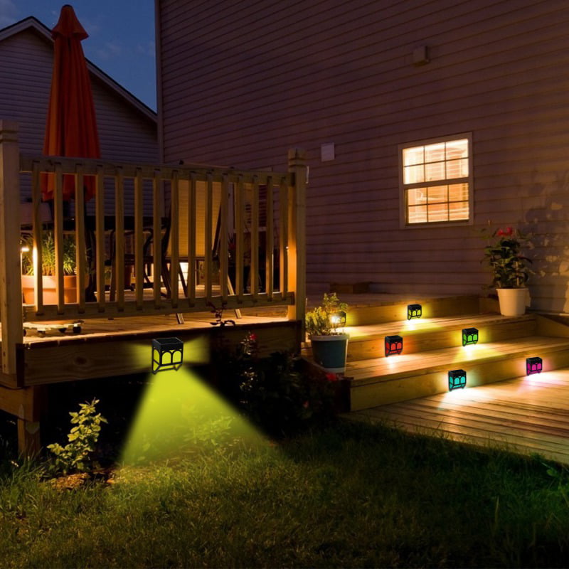 Solar Powered 6 LED Garden Fence Lights Wall Patio Door Deck Outdoor Light 