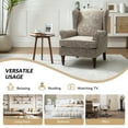 thumbnail image 4 of Wooden Chair Upholstered Armchair Wingback and Turned Legs Lounge Single Sofa Soft Foam Home Living Room Bedroom Brocade, 4 of 8