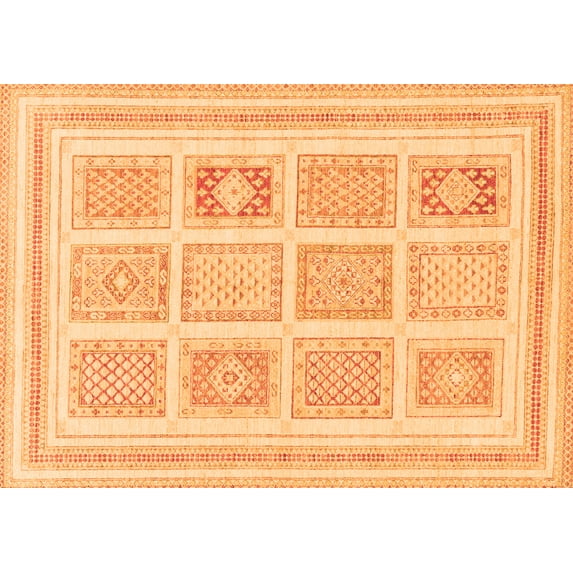 Ahgly Company Machine Washable Indoor Rectangle Abstract Orange Modern Area Rugs, 6' x 9'