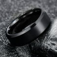 thumbnail image 2 of 8mm Mens Black Wedding Bands Brushed Finish Tungsten Rings with Beveled Edge Size 7, 2 of 6