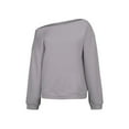 thumbnail image 6 of Womens off The Shoulder Sweatshirt Comdrip off The Shoulder Sweatshirt for Women Oversized Long Sleeve Fleece Basic Pullover Sweatshirts with Pockets Cute Sweatshirts Grey L, 6 of 6