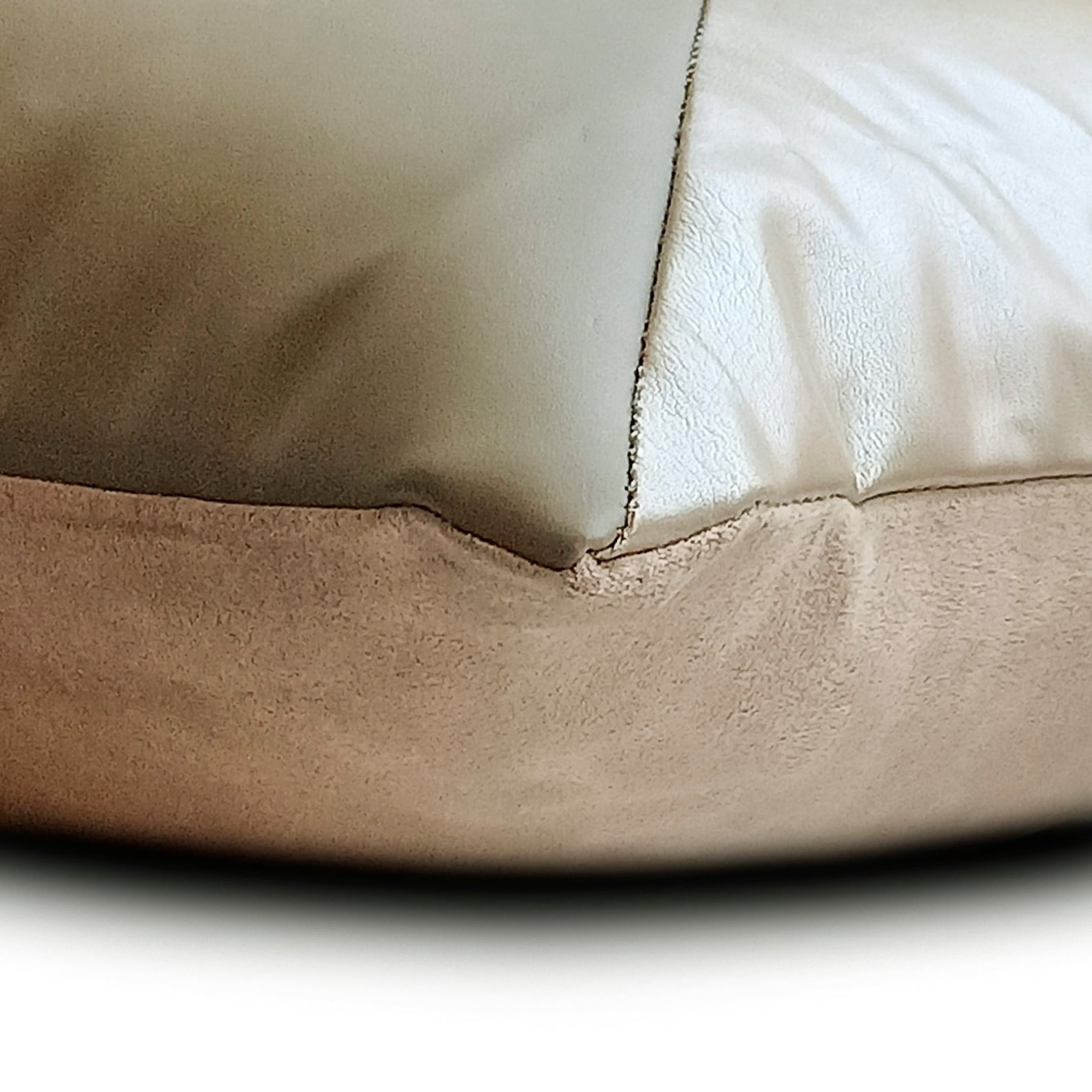 The HomeCentric Designer Beige Pack of 2, 12"x18" (30x45 cm) Lumbar Pillow Cover, Faux Leather Lounge, Taupe Champagne Oblong Pillow, Patchwork Pattern Modern Style - Maverick